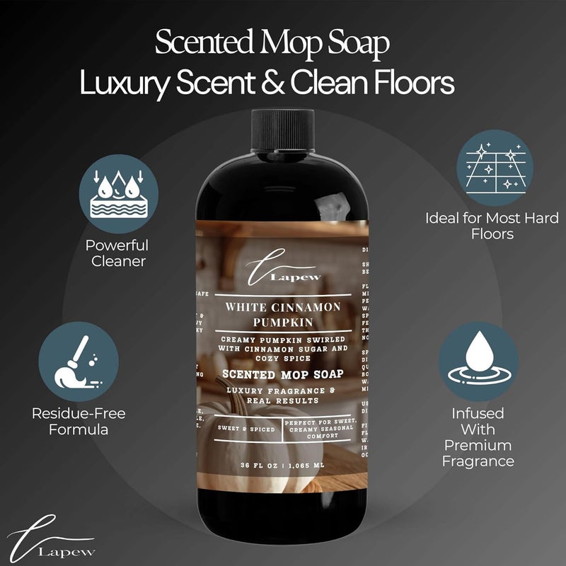 Lapew White Cinnamon Pumpkin Scented Mop Soap Concentrate 36 oz | Premium Fragranced Floor Cleaner | Streak-Free | Hard Floor Cleaning Solution | Eco Friendly | Made in USA (White Pumpkin) - Image 2